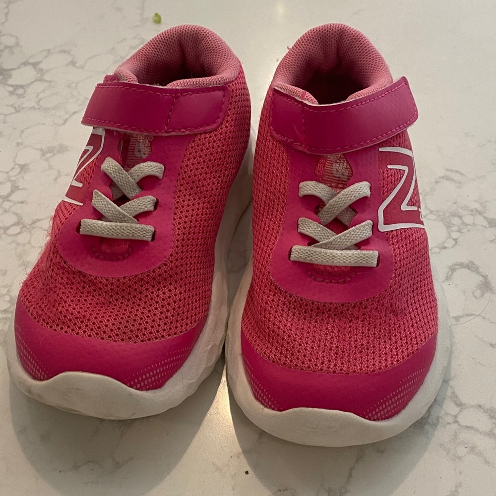 New Balance Kids' Fuchsia and White Sneakers